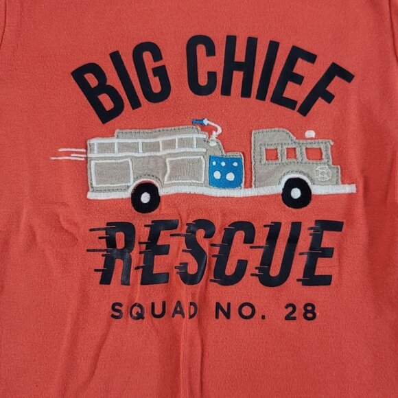 2/$15 Carter's 2 PC Pajamas Red SZ 8 Fire Truck Chief Rescue Short Sleeve Shorts - Picture 3 of 10